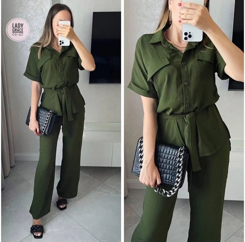 одежда женская,mango casual комбинезон хаки рукав 3/4,костюм цвета хаки,модная одежда