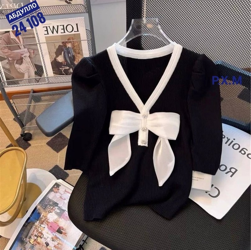 блузка с бантом,двойная блузка,женский блузка,белая блузка с черным бантом,блузка