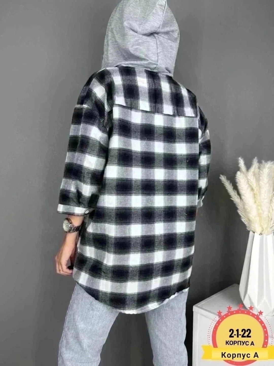 рубашка женская,рубашка женская оверсайз в клетку,рубашка с капюшоном женская,рубашка женская оверсайз в клетку удлиненная zaza,рубашка оверсайз в клетку с капюшоном