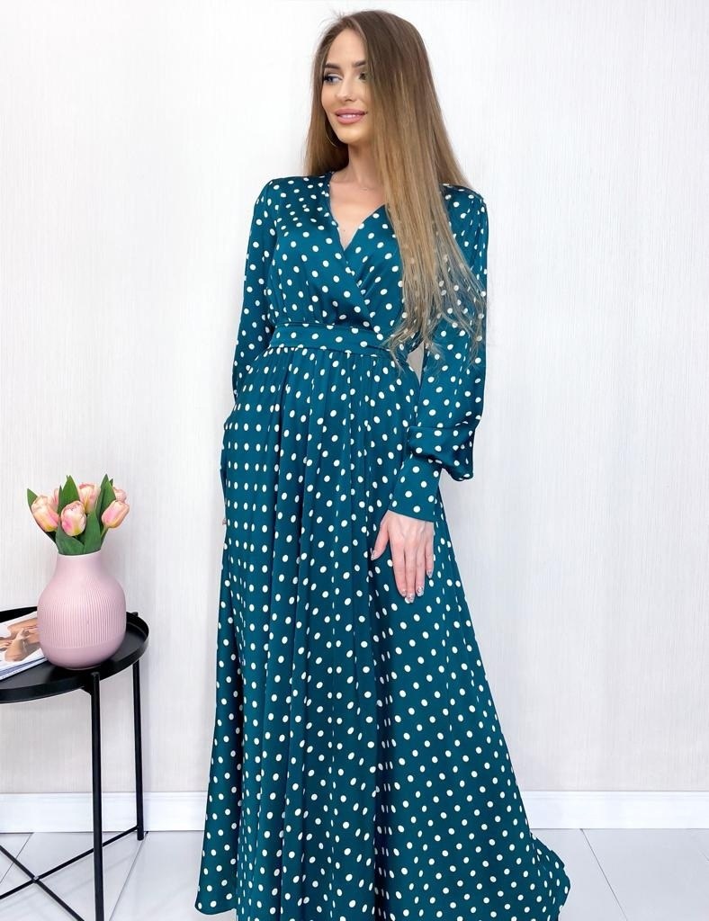 платье в горошек длинное,женские платья длинные,платье стильное,платья в горошек,платье стиль