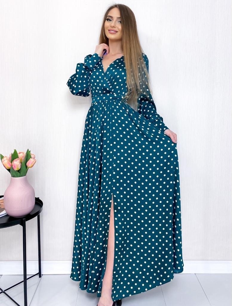 платье в горошек длинное,женские платья длинные,платье стильное,платья в горошек,платье стиль