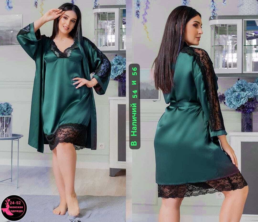 зеленый халат,сорочка и халат женские,халат женский,пеньюар,халат шелковый
