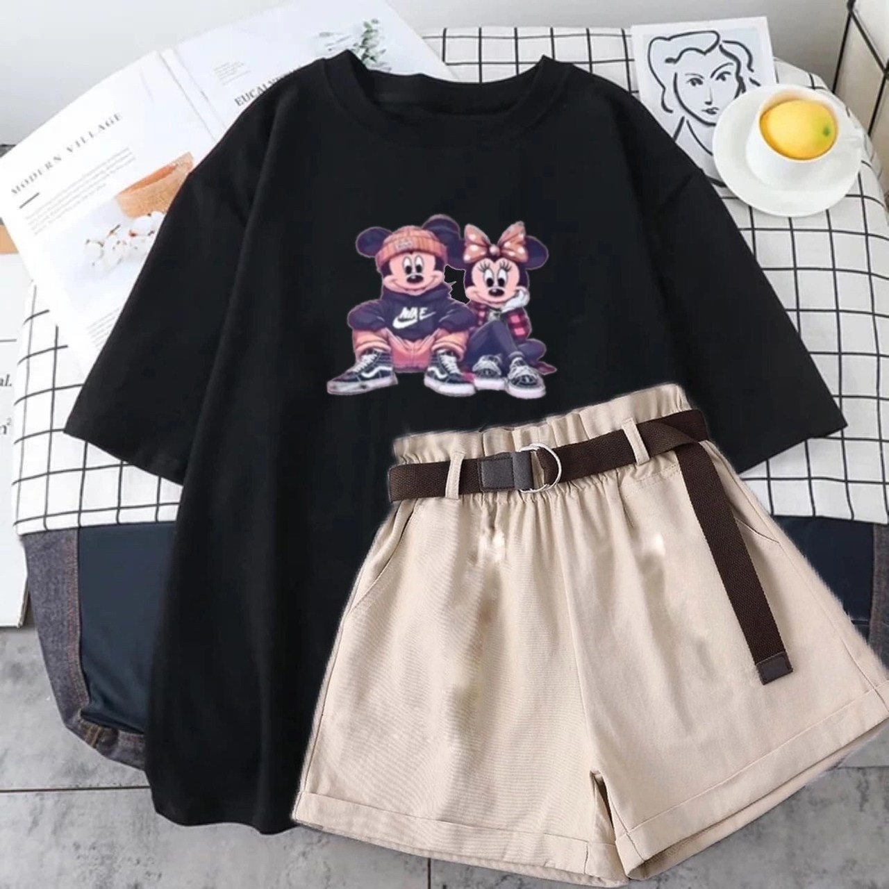 кофта tokyo revengers,шорты с высокой талией,корейская одежда,повседневные шорты