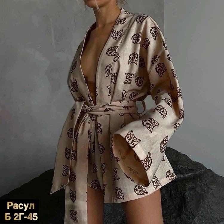 пижама с принтом,пижама женская,пижама с длинными рукавами,пижама и халат,пижама женская костюм