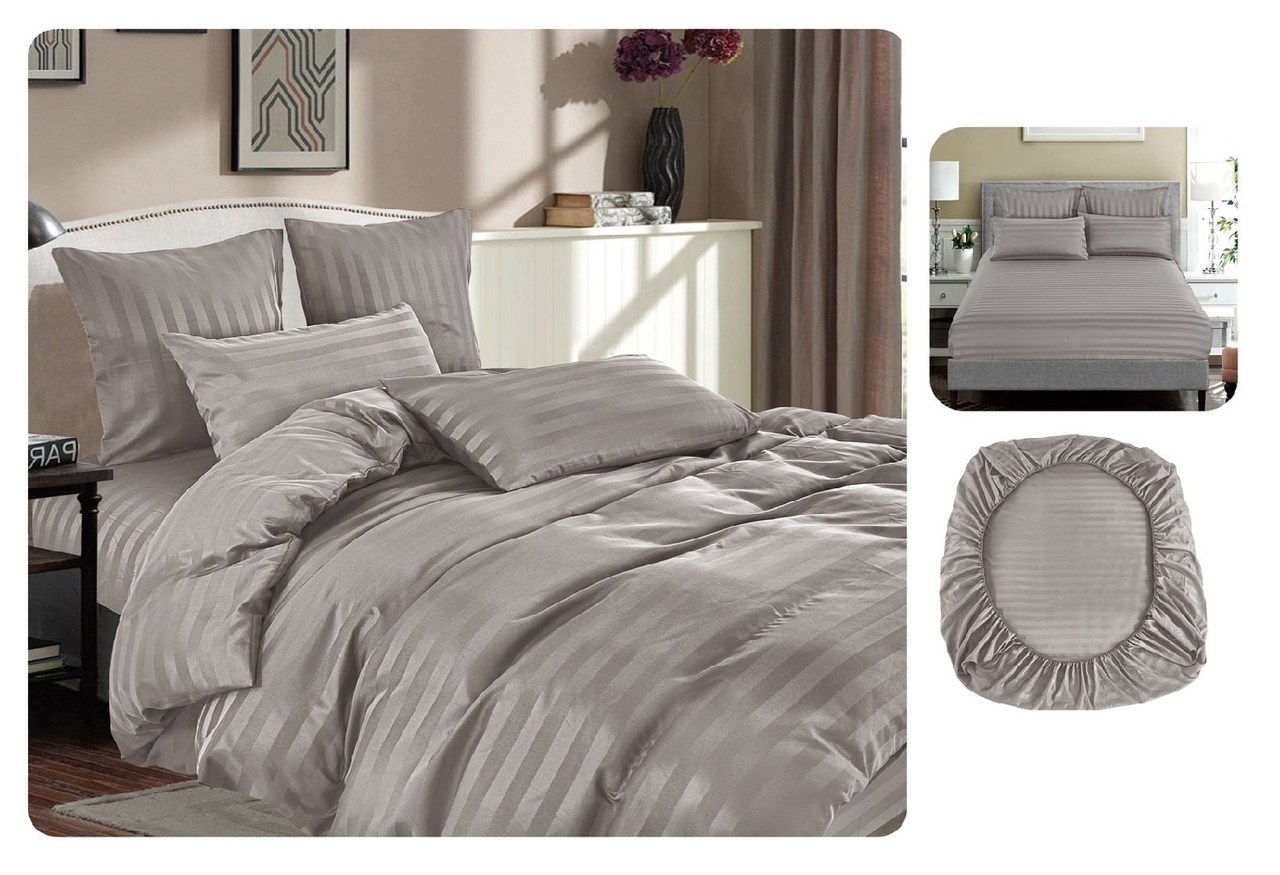 страйп сатин шампань,страйп сатин постельное белье,комплект постельного белья страйп сатин,кпб страйп сатин шампань,простыня на резинке страйп сатин