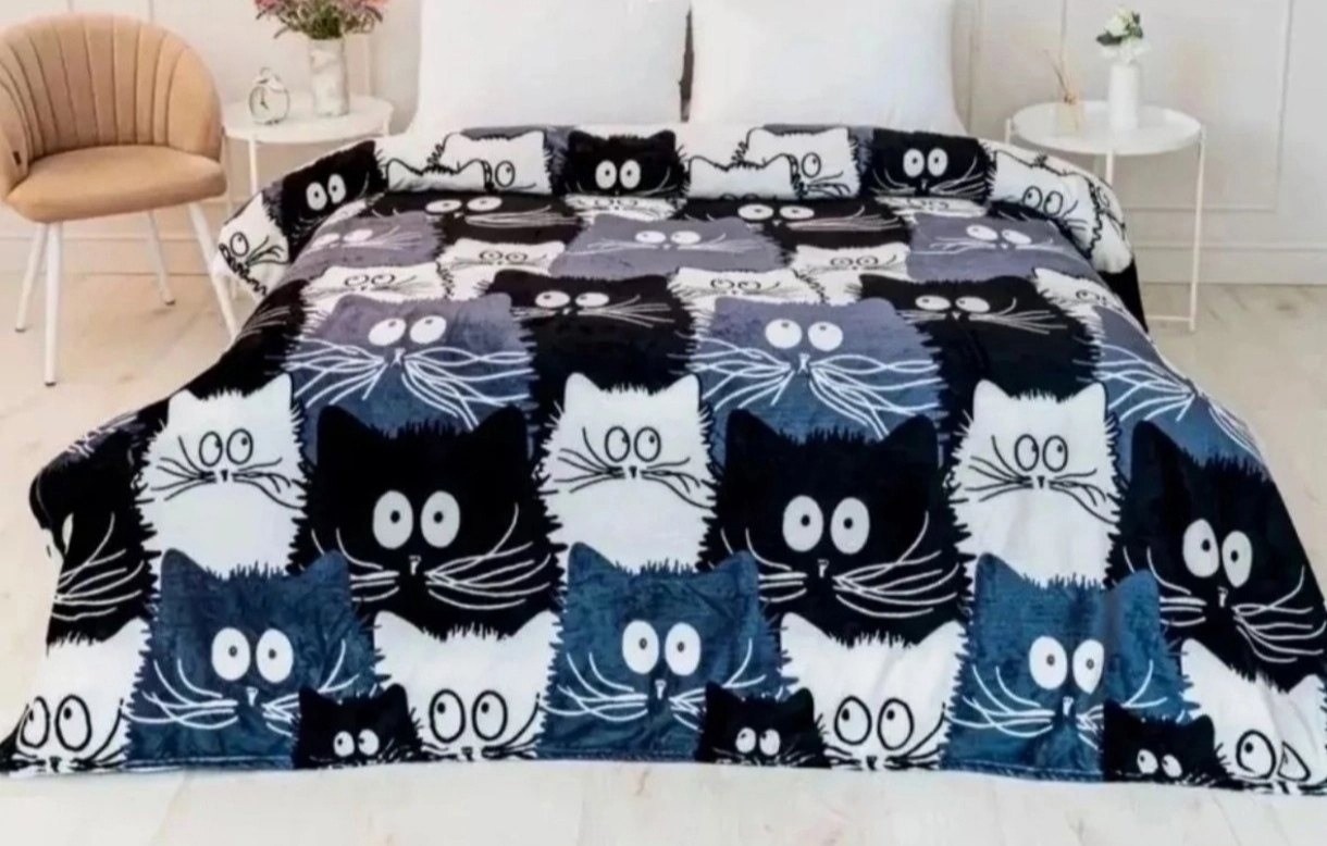 покрывало с рисунком,плед с кошками,плед для кровати,плед и покрывало,флисовые пледы