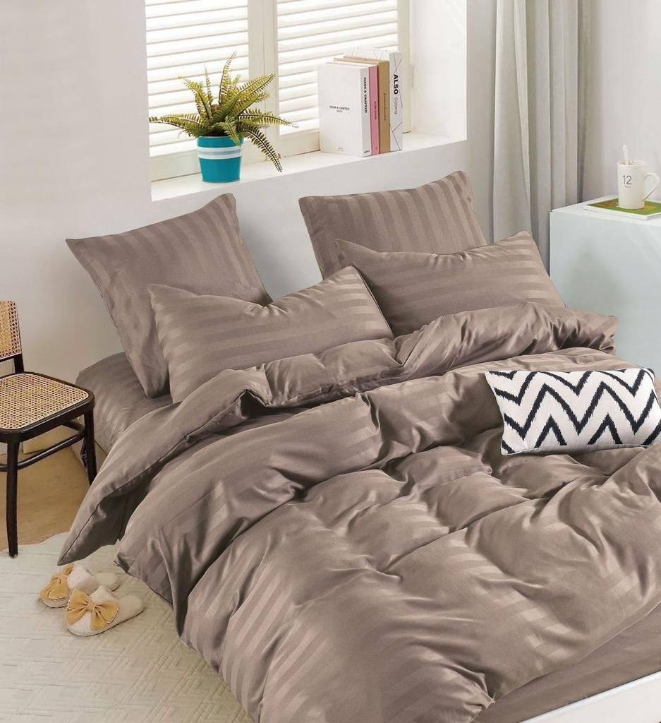 мако-сатин постельное белье однотонное,комплект постельного белья mency,комплект постельного белья,постельное белье страйп сатин,страйп сатин шоколад