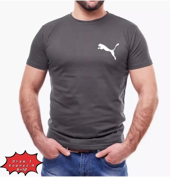 футболки мужские,мужские футболки puma,футболки пума,футболки для мужчин,мужская футболка пума серого цвета