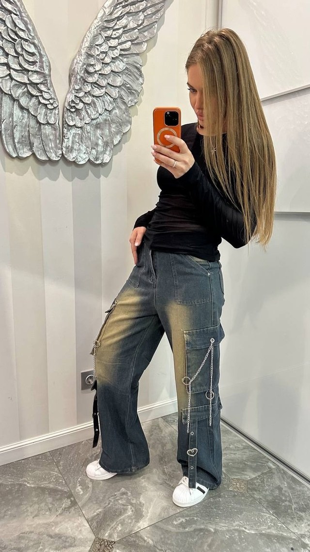 джинсы карго женские,модные джинсы,джинсы штаны,джинсы с карманами,дизайнерские джинсы