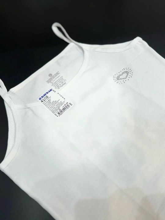 майка для девочки baykar,белая майка для девочки,майка для девочки,майка на бретелях для девочки baykar,майка на бретельках для девочки