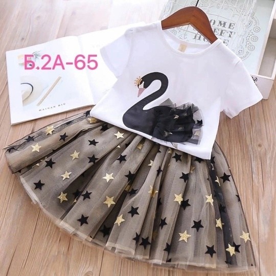 комплект одежды для маленьких девочек,комплект одежды для девочек,летний комплект одежды для девочки,юбка с лебедями,платья для девочек