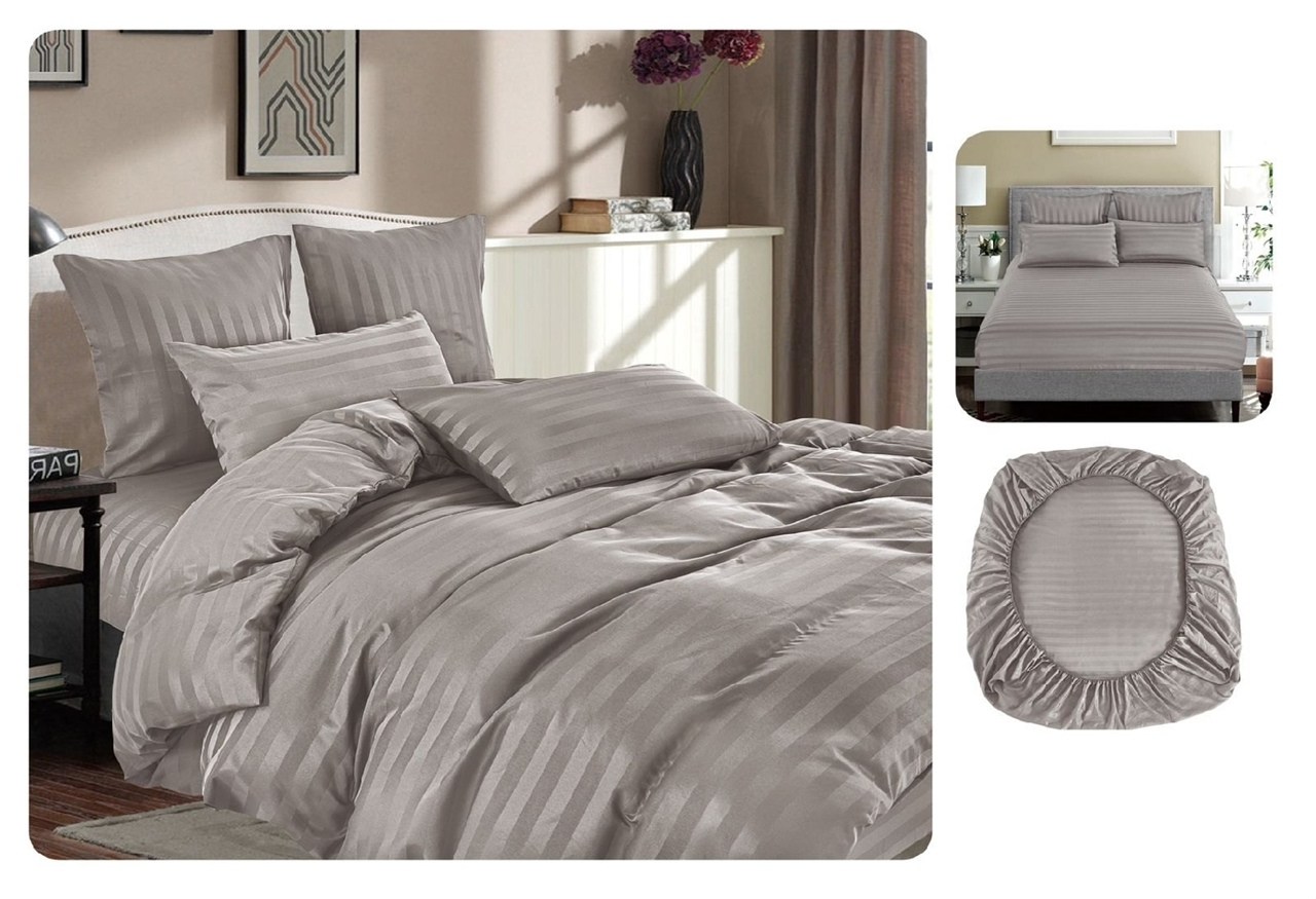 страйп сатин шампань,страйп сатин постельное белье,комплект постельного белья страйп сатин,кпб страйп сатин шампань,простыня на резинке страйп сатин