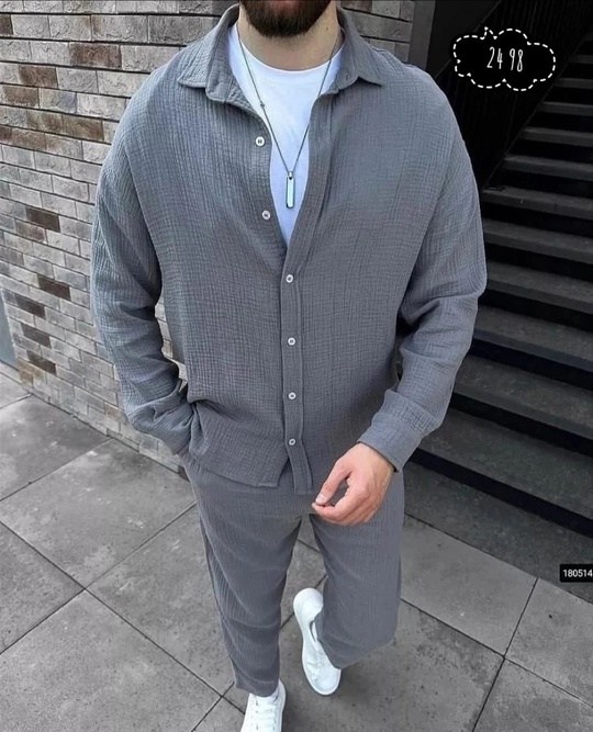 двойка костюм мужской,костюм мужской кэжуал,мужской повседневный костюм,мужской летний костюм,костюм рубашка и брюки