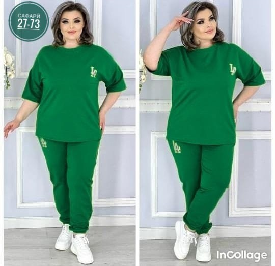 женский спортивный костюм больших размеров,спортивные костюмы женские 2025г,костюм двойка трикотаж,зеленый костюм женский, больших размеров