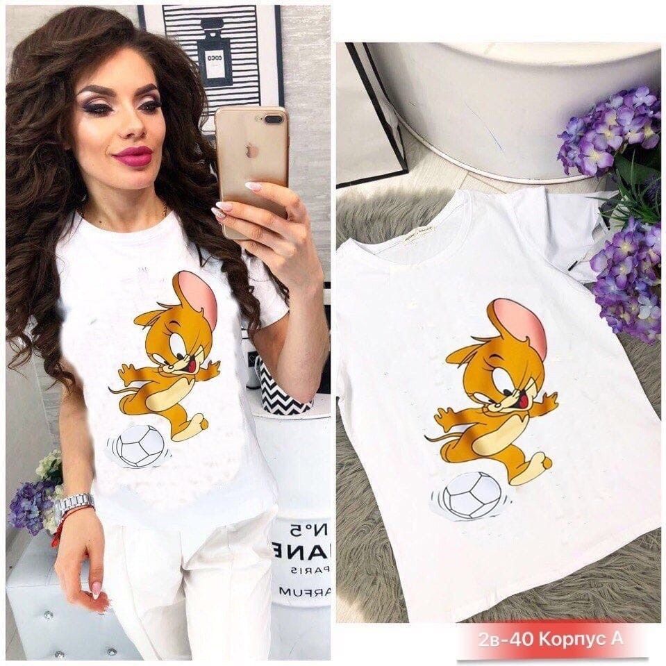 футболка том и джерри,футболка с принтом том и джерри,футболки женская,футболка женская том и джерри,блузка женская