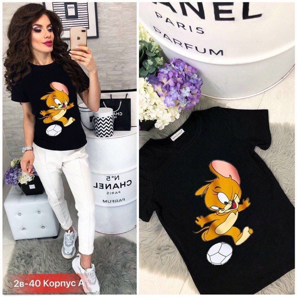 футболка том и джерри,футболка с принтом том и джерри,футболки женская,футболка женская том и джерри,блузка женская