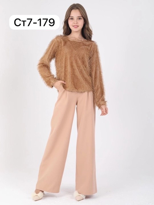 брюки палаццо для девочек,костюм с брюками,трикотажные костюмы,джемпер бежевый,брюки для девочек