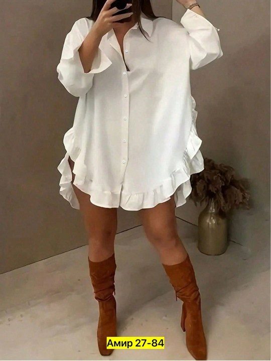 женская рубашка,рубашка с оборками,женское платье рубашка,длинная рубашка женская,блузка с оборками