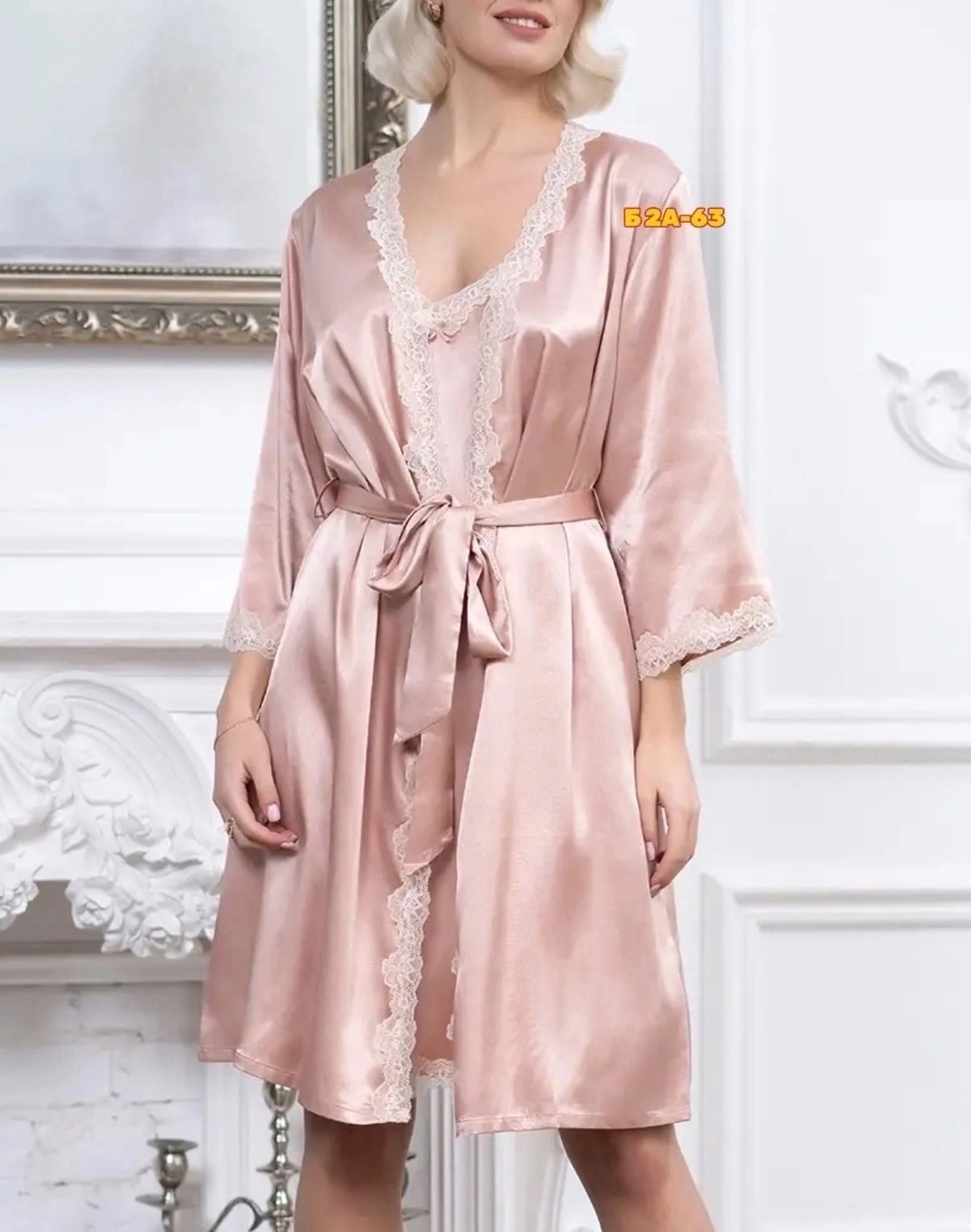 шелковый женский халат,халат домашний шелковый,атласный халат женский,атласный халат,кимоно mia-mella 8733 "julia"