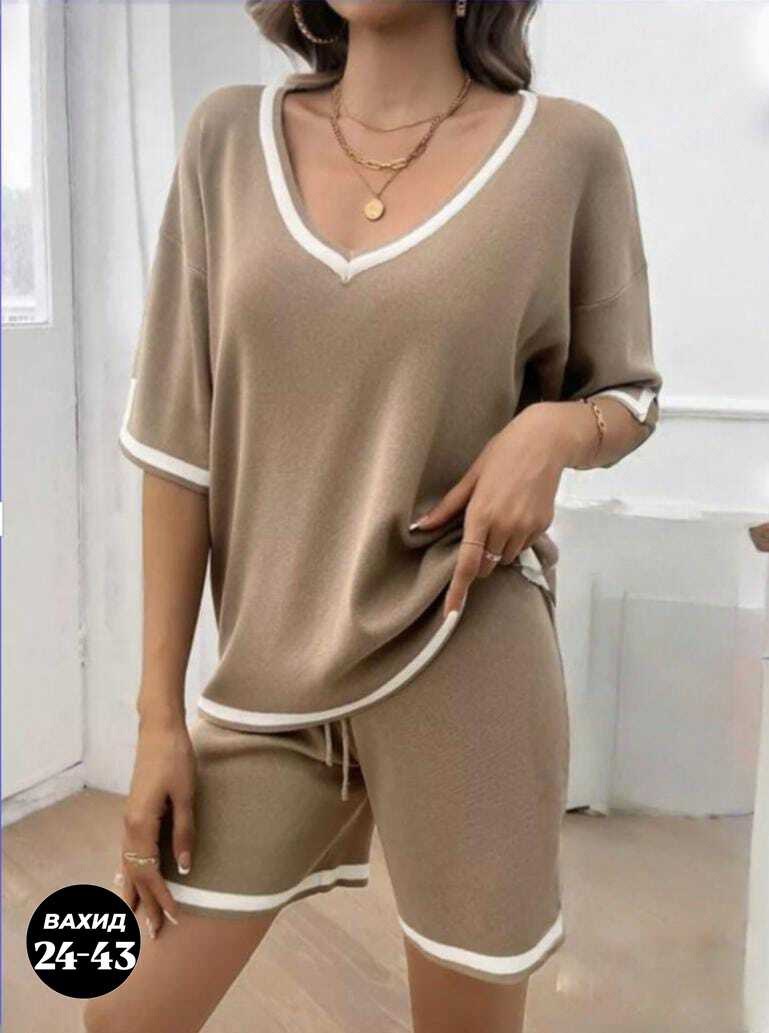 женский трикотажный костюм,трикотажный комплект,повседневная домашняя одежда,костюм трикотажный,трикотажный костюм двойка с шортами