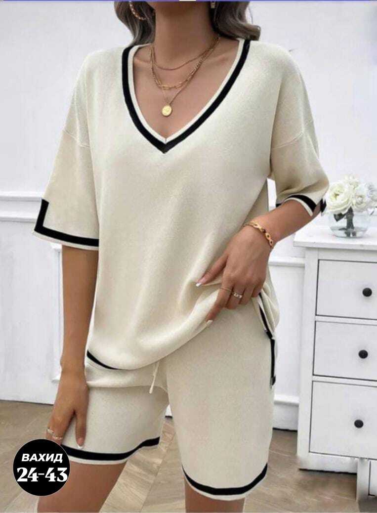 женский трикотажный костюм,трикотажный комплект,повседневная домашняя одежда,костюм трикотажный,трикотажный костюм двойка с шортами
