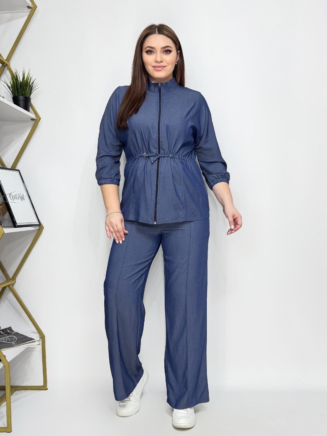 брючной костюм,костюм женский,комплект брючный леона стиль 848 синий,брючные женские костюмы,костюм с брюками