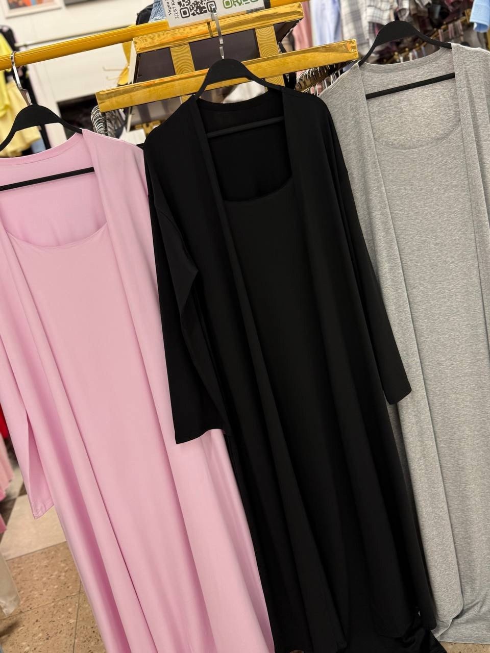 модные кардиганы,трикотажное платье,длинное платье,длинный кардиган,платье комплект