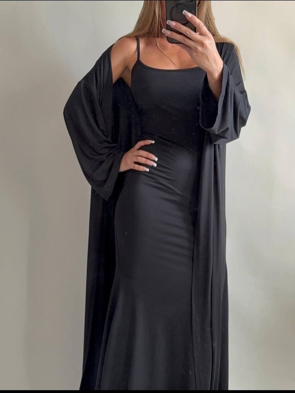 модные кардиганы,трикотажное платье,длинное платье,длинный кардиган,платье комплект