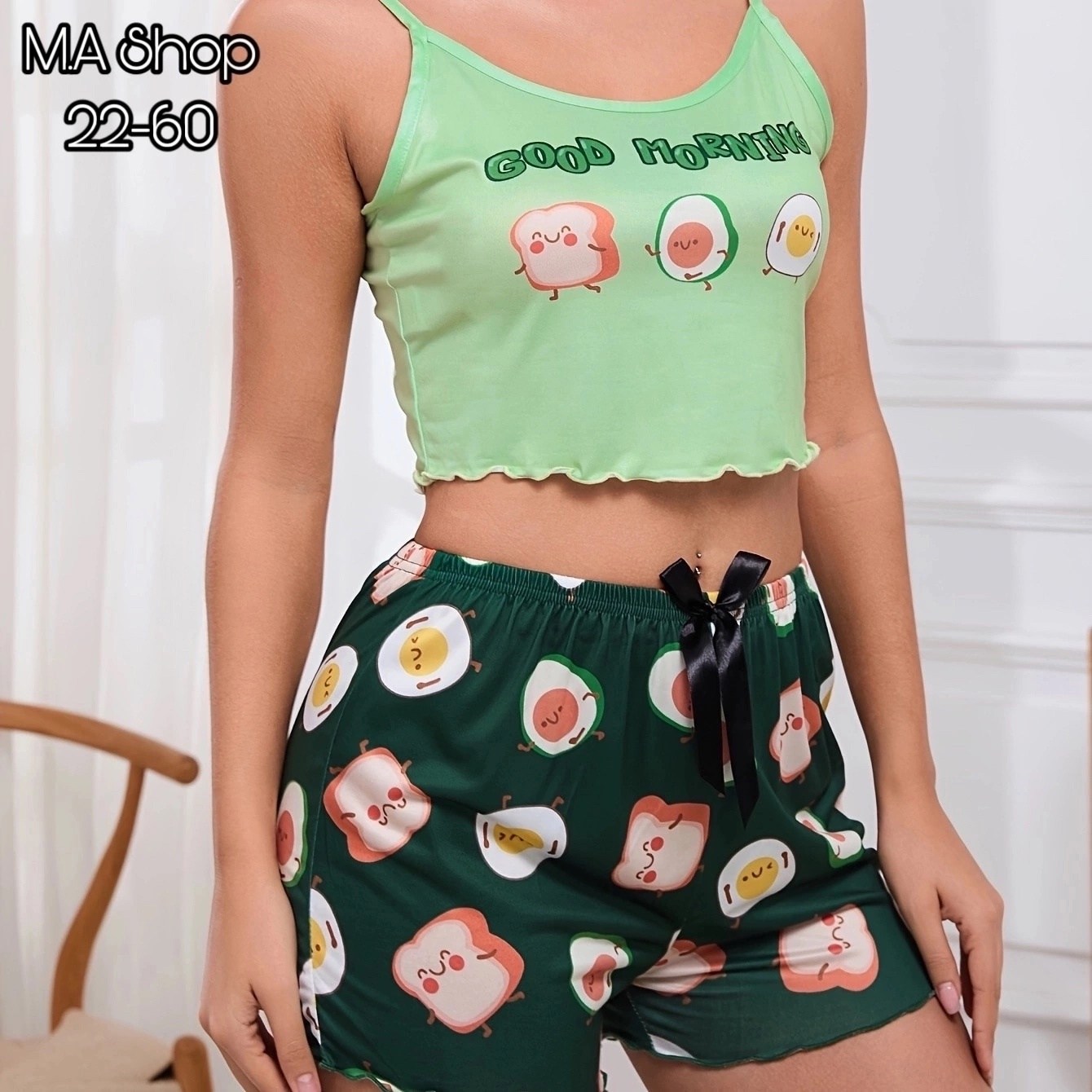 женская пижама,пижама женская с штанами,комплект пижама,шелковая пижама avocado,пижама женская с шортами шелк с авокадо