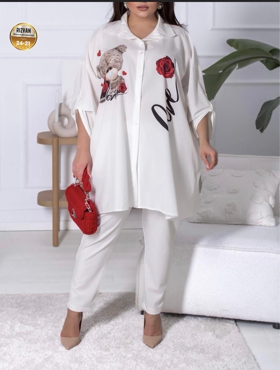 больших размеров,одежда больших размеров,брючной костюм с рубашкой,блузка удлиненная,брючный комплект