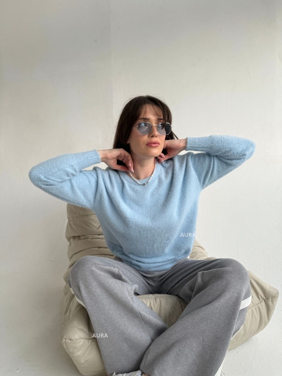 джемпер оверсайз,джемпер стиль,голубой джемпер,женские джемпера,джемпер из ангоры