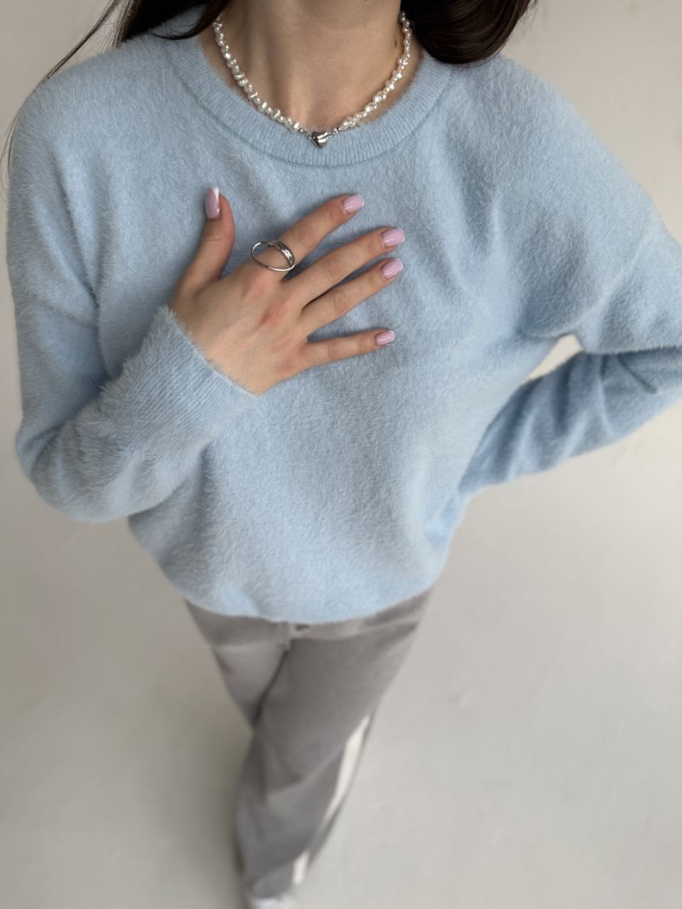 джемпер оверсайз,джемпер стиль,голубой джемпер,женские джемпера,джемпер из ангоры