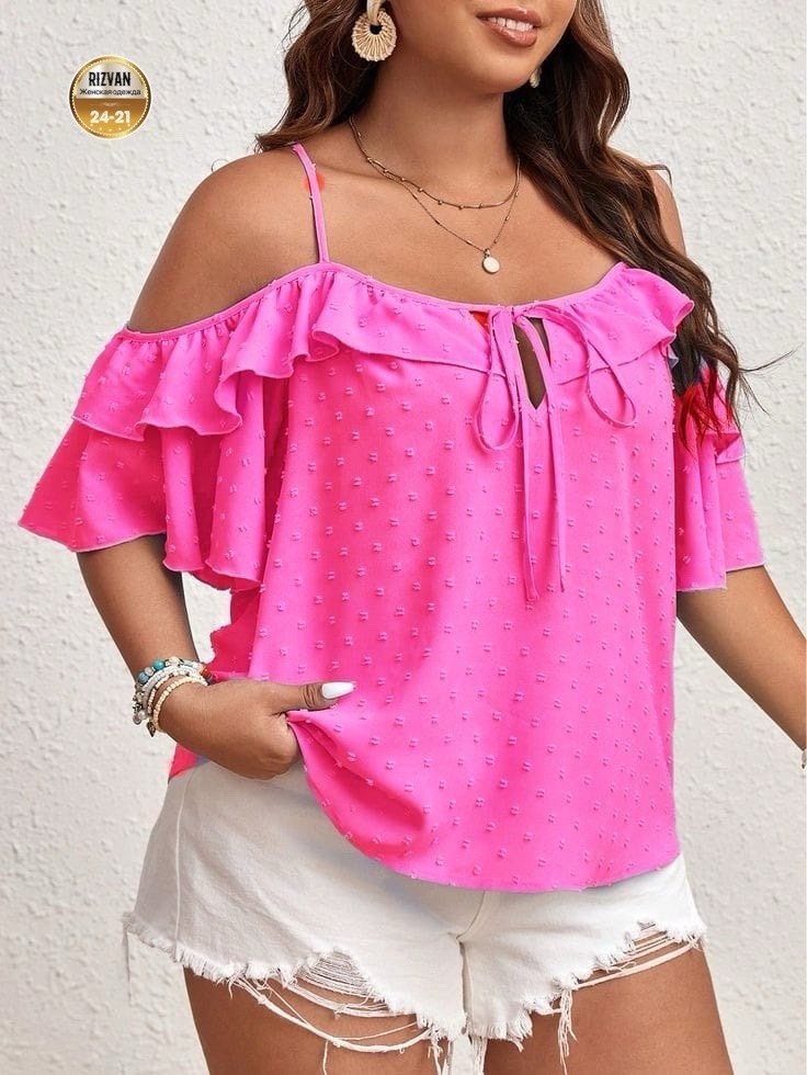 блузка с оборками,блузка с открытыми плечами,шифоновая блуза,повседневная блуза,блуза с открытыми плечами
