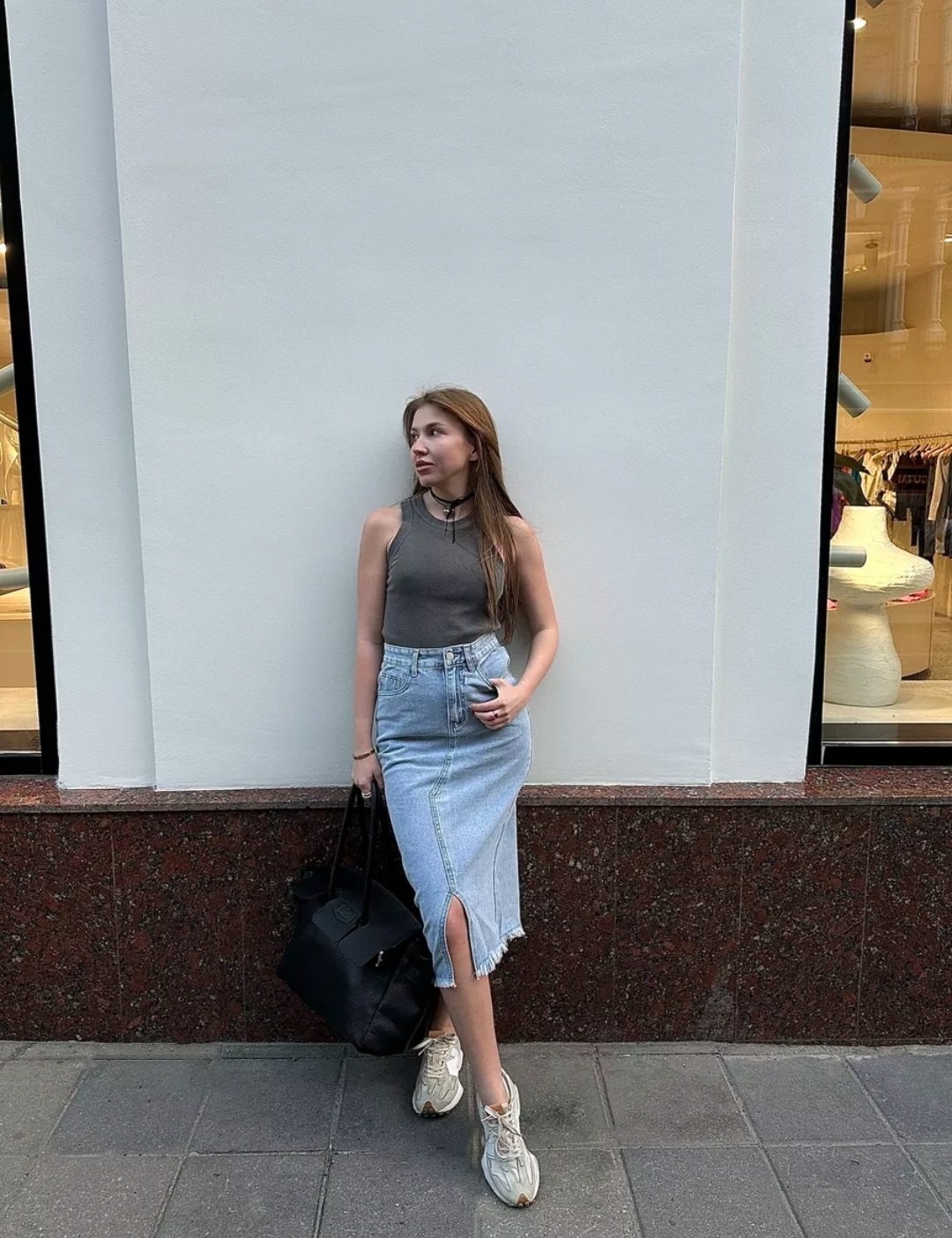 джинсовая юбка,юбка джинсовая миди,юбка джинсовая миди с разрезам,модные образы