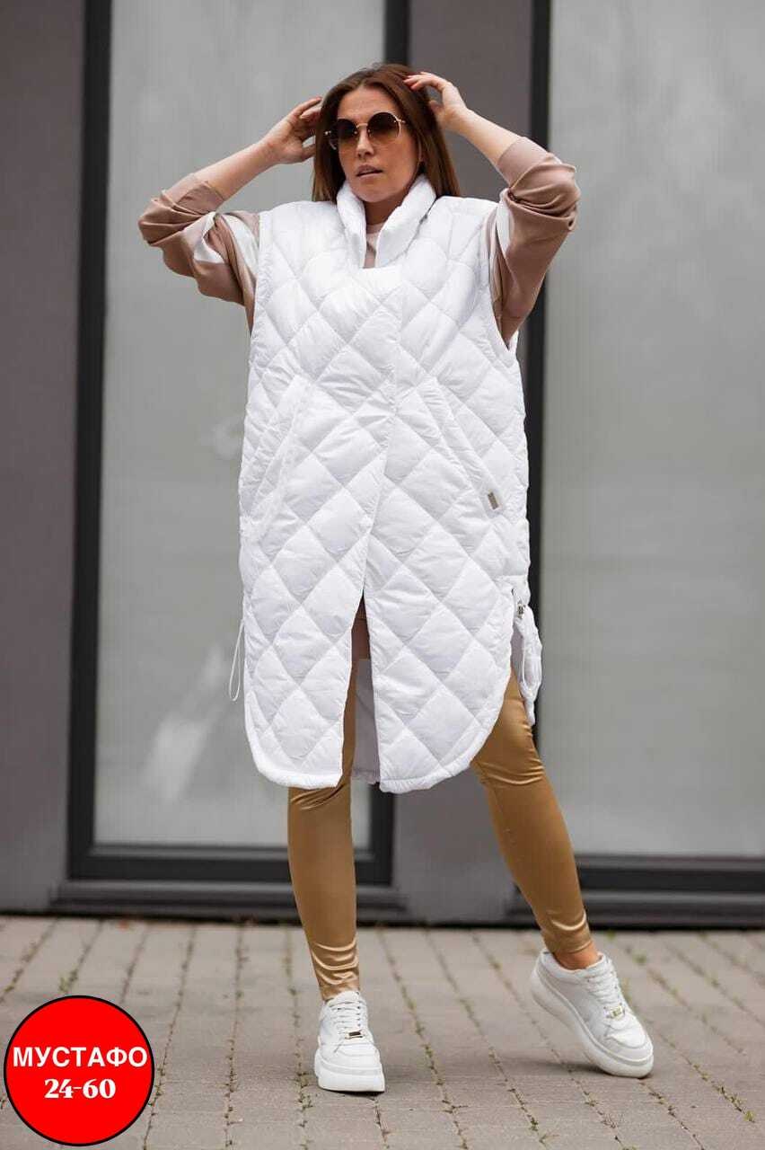 жилет на синтепоне,жилетка удлиненная,длинная жилетка стеганная женская размер 56-58,удлиненная куртка,жилетка женская