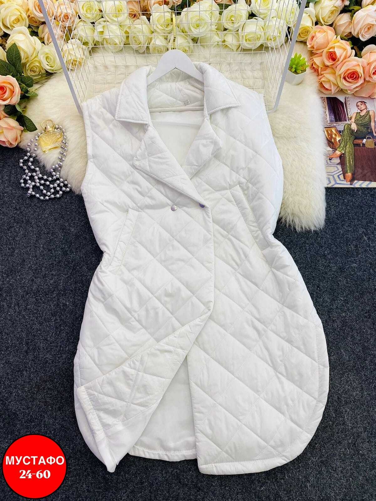 жилет на синтепоне,жилетка удлиненная,длинная жилетка стеганная женская размер 56-58,удлиненная куртка,жилетка женская