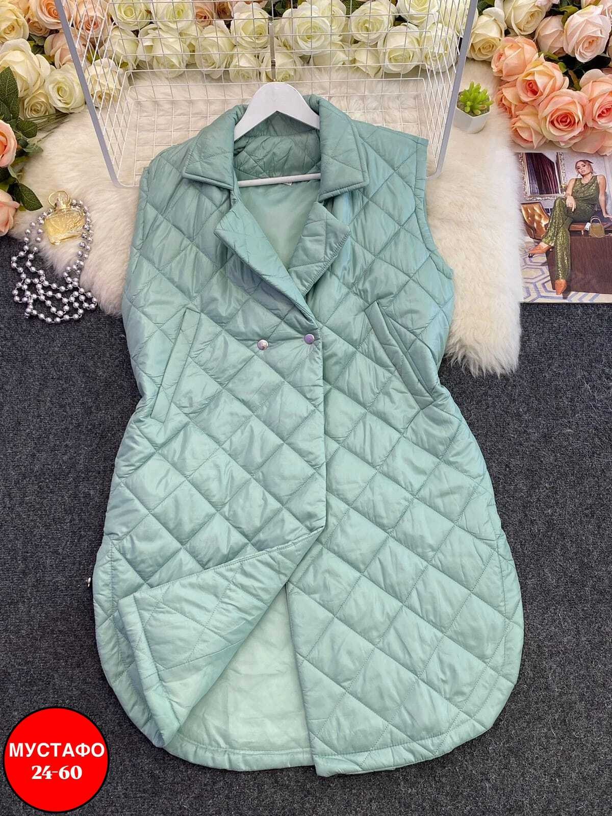 жилет на синтепоне,жилетка удлиненная,длинная жилетка стеганная женская размер 56-58,удлиненная куртка,жилетка женская