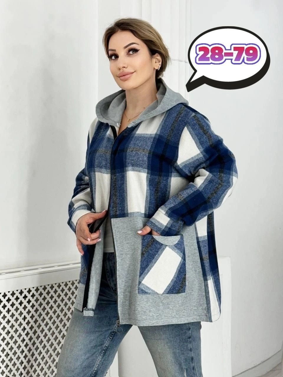 рубашка женская в клетку с капюшоном, больших размеров,кофта теплая,кофта женская,кардиган