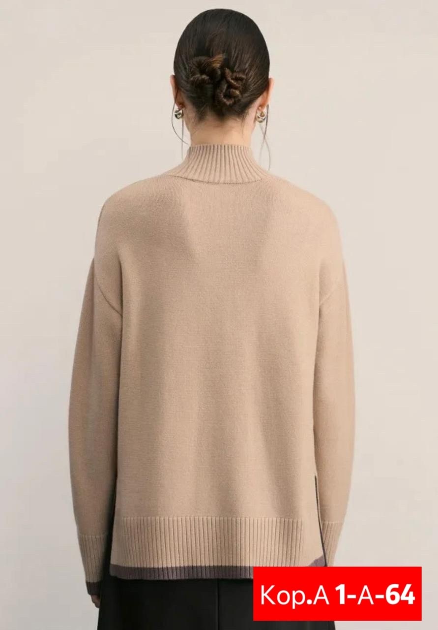 джемпер бежевый,джемпер с воротником стойка,свитер женский zarina,zarina джемпер женский,бежевый свитер