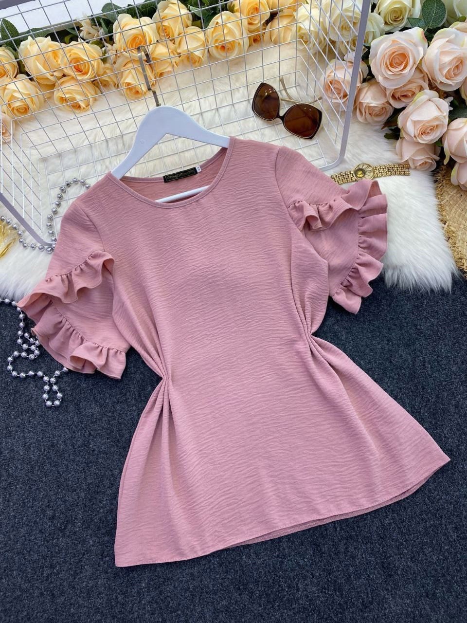 блузка кофточка,блузка женская,голубая блузка,блузка с оборками,блузка кофта