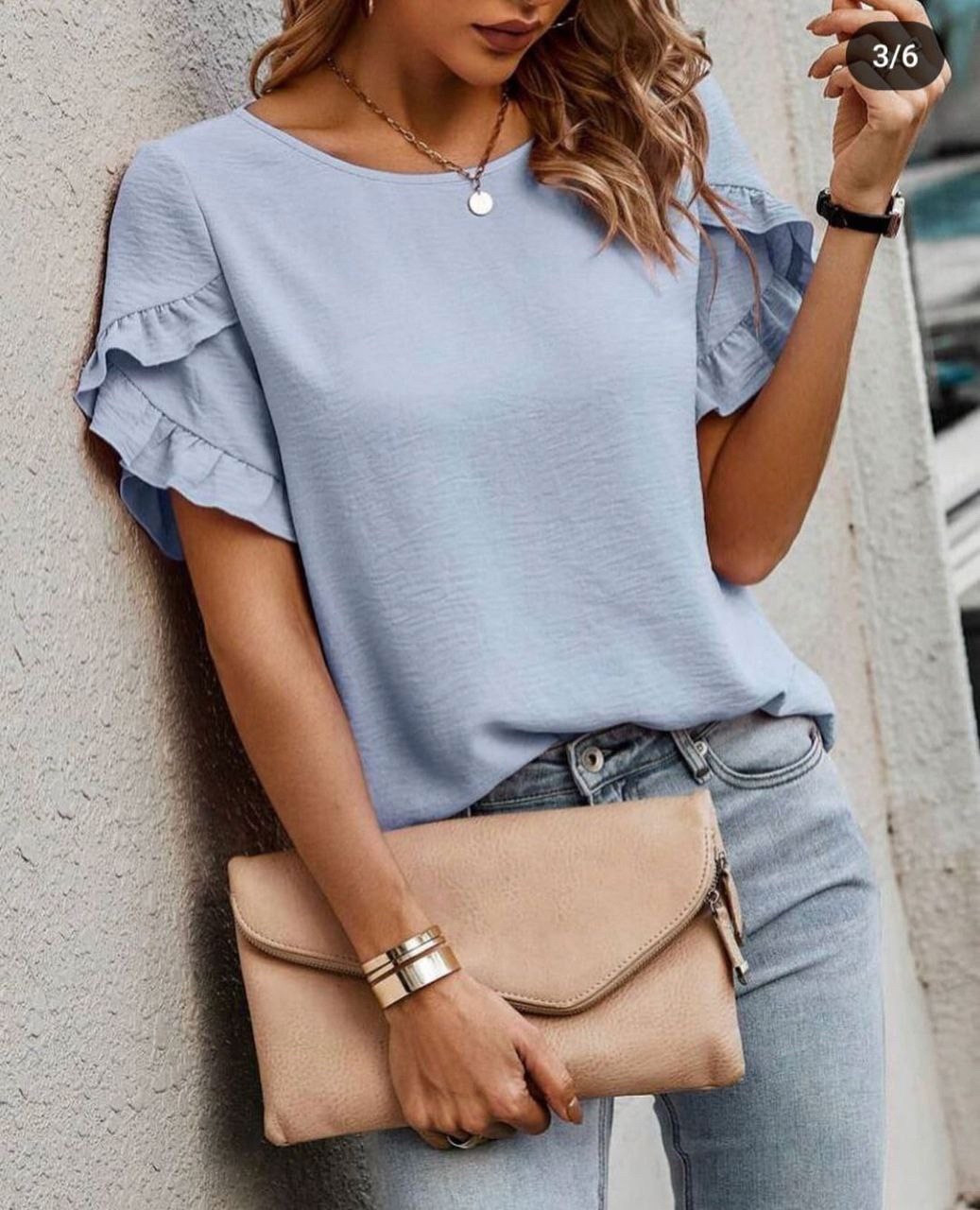 блузка кофточка,блузка женская,голубая блузка,блузка с оборками,блузка кофта