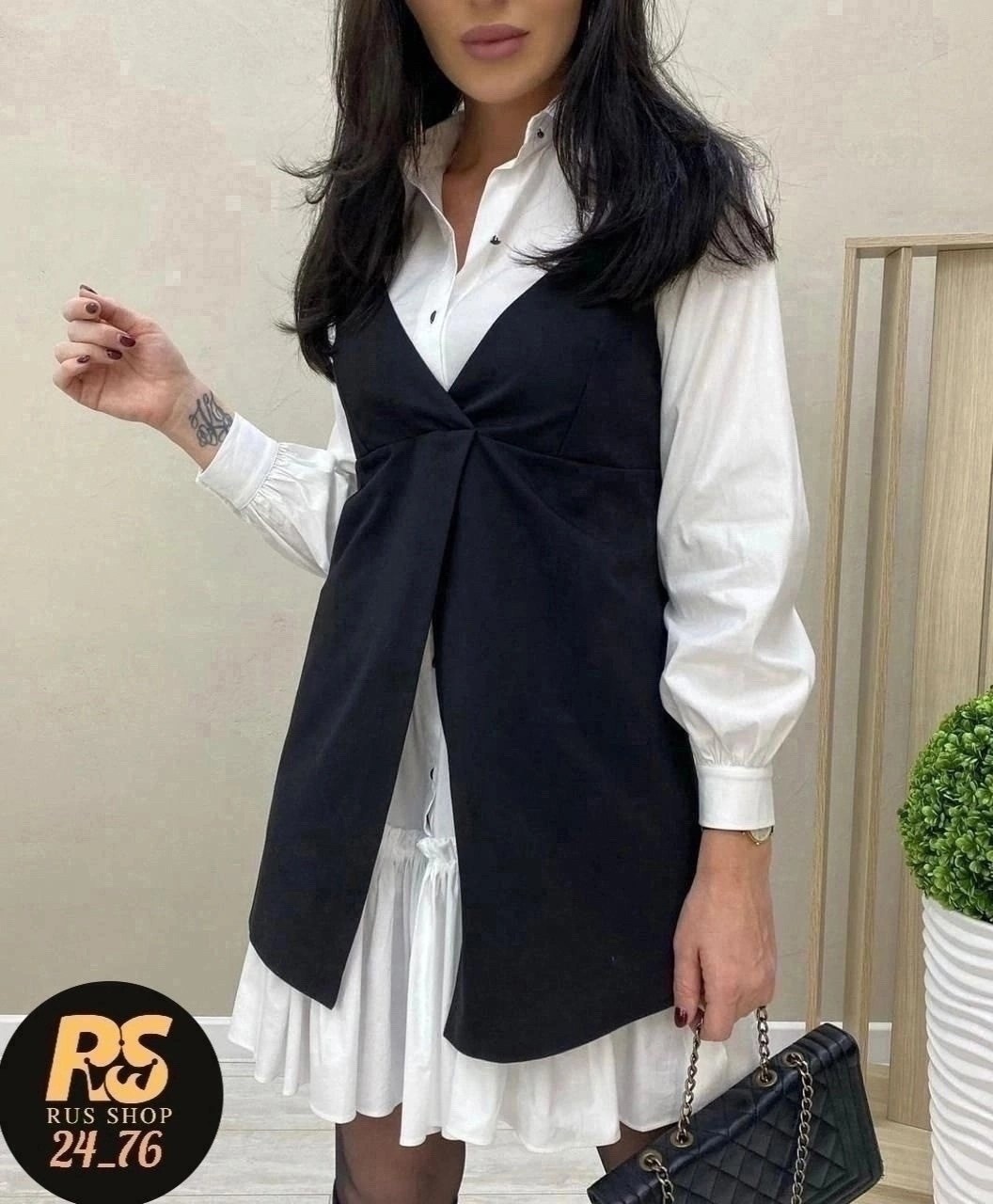 сарафан с рубашкой,костюм двойка женская,костюм с платьем,жилетка с платьем