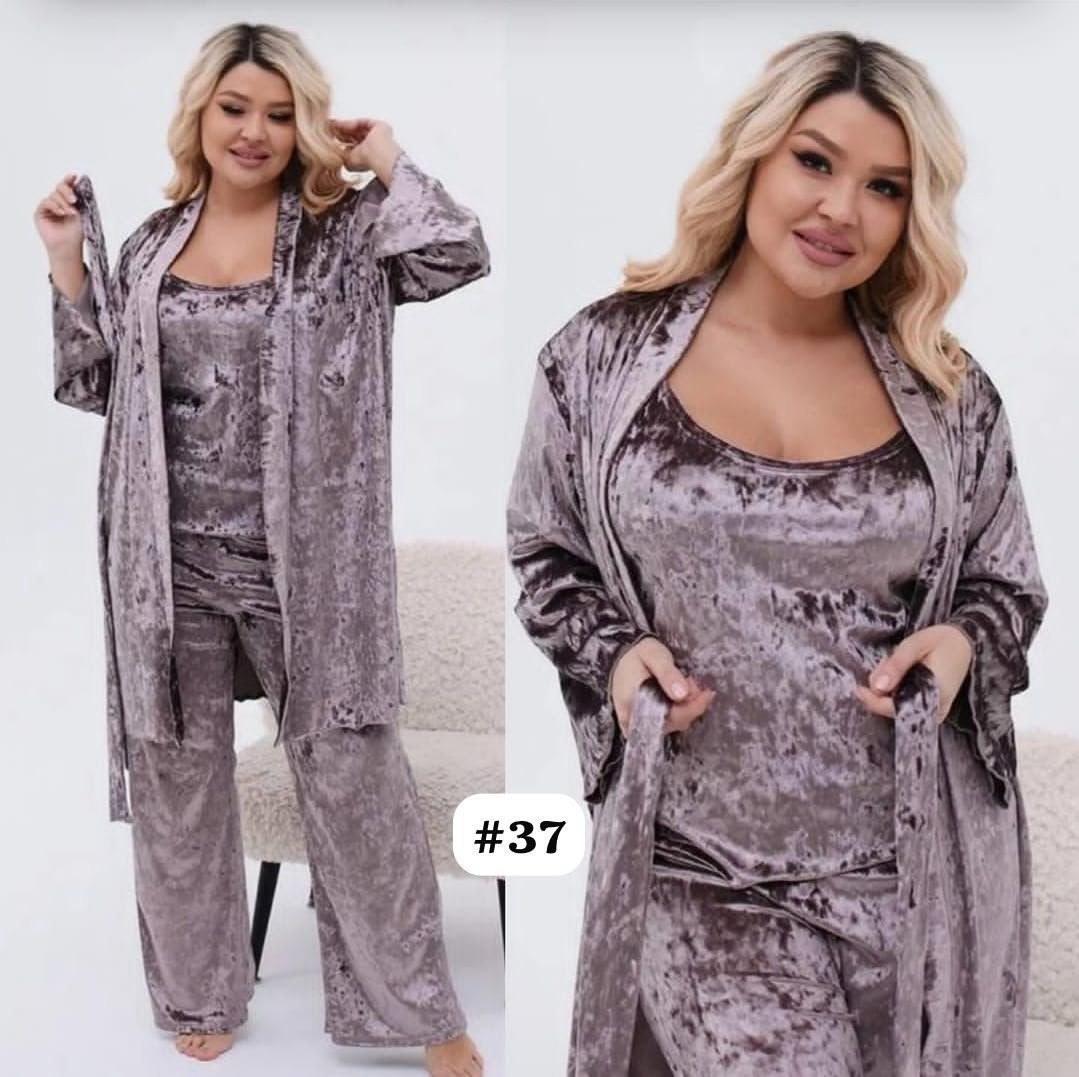комплект пижамный тройка велюр,велюр костюм,пижама тройка женская велюр,велюровая пижама для девочки,пижама велюровая со штанами комплект 4 в 1
