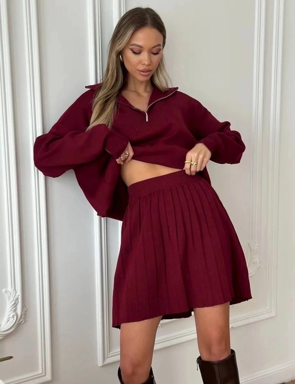 кашемировый костюм с юбкой,костюм юбка и кофта,трикотажный костюм с юбкой плиссе,костюм трикотажный вязаный с юбкой,костюм с юбкой плиссе