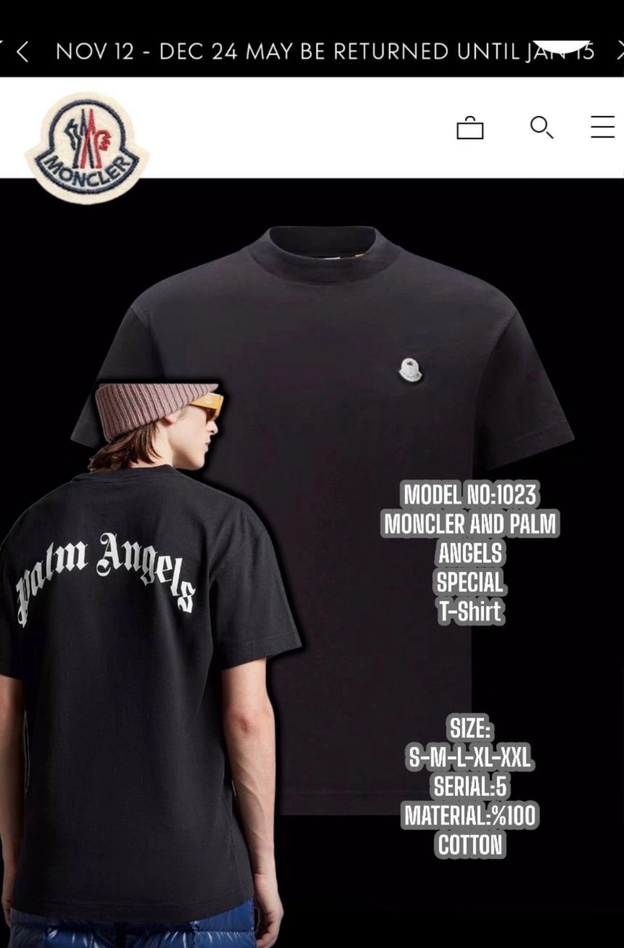 moncler x palm angels,футболка moncler x palm angels,moncler palm angels,moncler palm angels футболка,мужские футболки palm angels