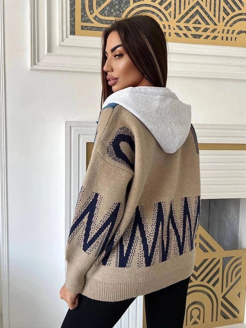 кардиган комбинированный,кардиган,кардиган 2025,кофта кардиган,свитер с капюшоном