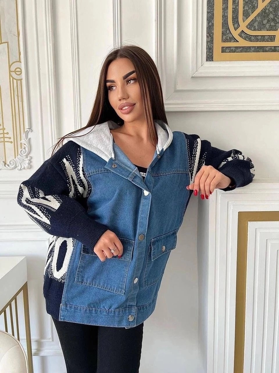 кардиган комбинированный,кардиган,кардиган 2025,кофта кардиган,свитер с капюшоном