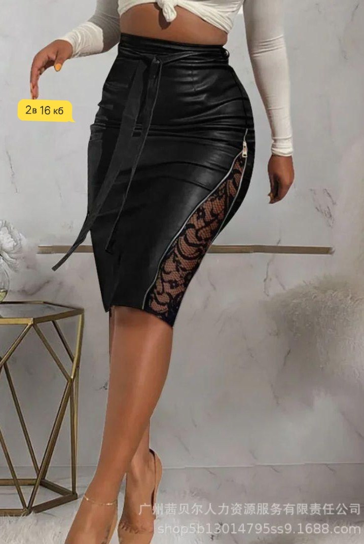 юбка эко кожа,юбка из экокожи,кожаная юбка,кожаная юбка с гипюром,юбка женская из экокожи