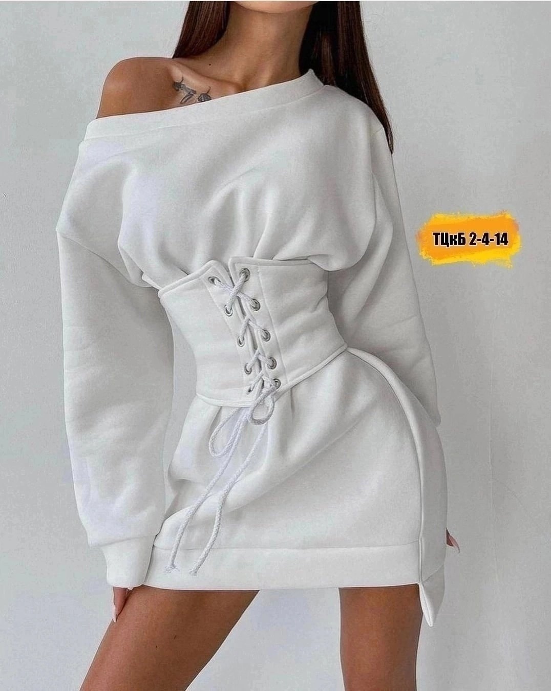 платье худи с корсетом,модное платье,платье с поясом,платье стильное,корсет из футера