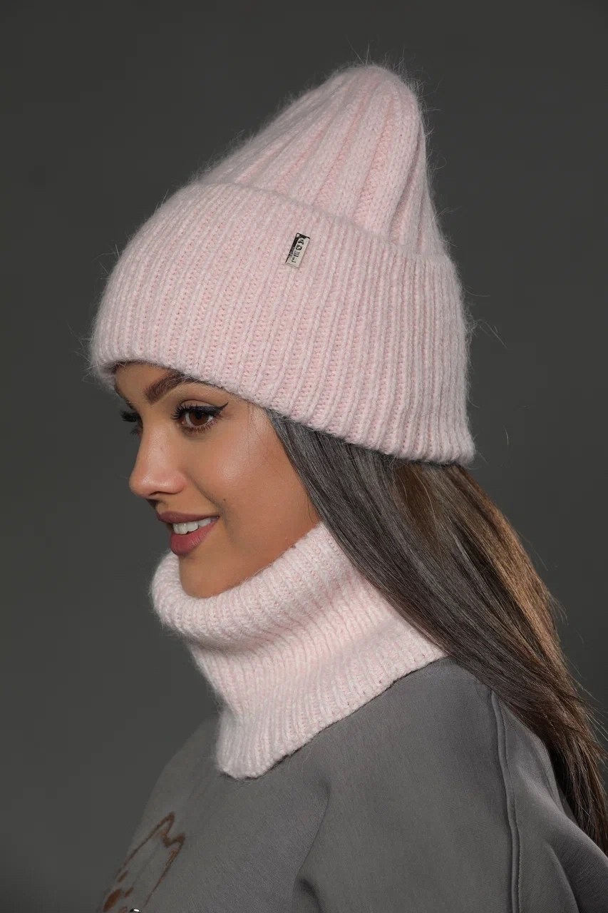 шапка вязаная женская,комплект шапка снуд,комплект шапки,снуд ангора,шапка женская